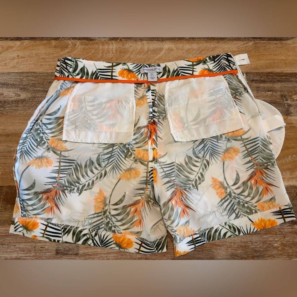 Carolina Belle Shorts Size 4 Floral White Orange and‎ Green - Picture 9 of 14
